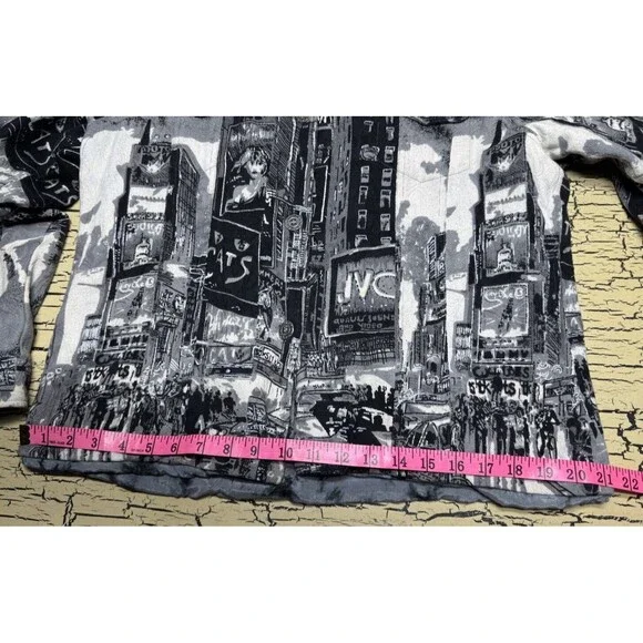 Parsley & Sage Womens Gray & Black Abstract NY City Boho Button Up Jacket India - Picture 5 of 16